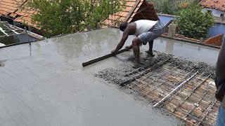 amazing construction 300 square feet house roof concrete -using by sand and cement mixer concrete