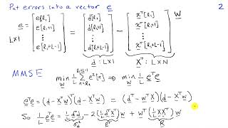 Finding the MMSE Filter Optimum Weights