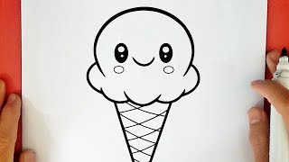HOW TO DRAW A CUTE ICE CREAM CONE