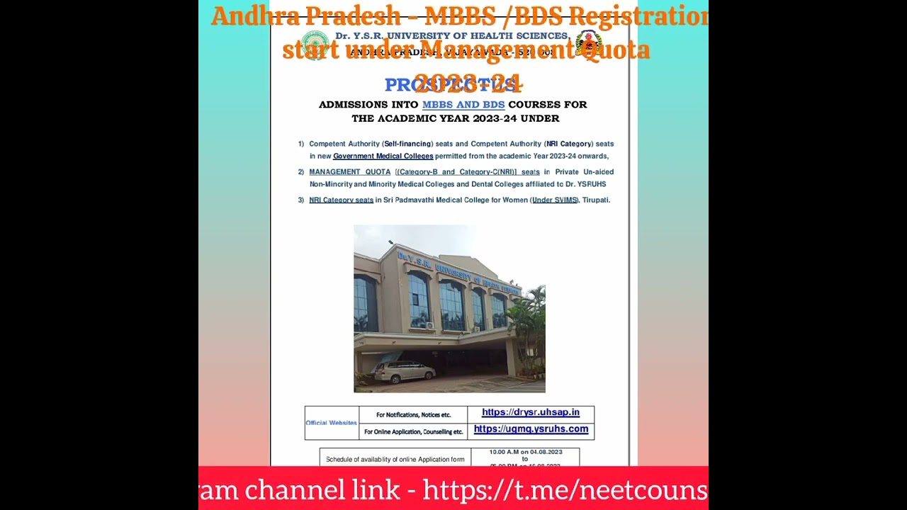 Andhra Pradesh State MBBS /BDS Registration Starts Under Management ...