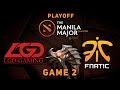 Fnatic vs. LGD - Game 2, Playoff @ Manila Major Dota 2