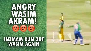 Wasim Akram visibly super angry at Inzamam Ul Haq | Inzamam Ul Haq run out | Inzamam funny run outs