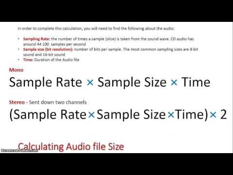 Calculations: Audio File Size Calculations: Audio File Size