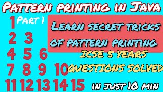 Pattern Printing using Nested Loop in Java | Class 9 and 10 ICSE