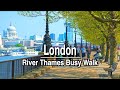 London River Thames Summer Walk Around London | 4k 60 | City Sounds