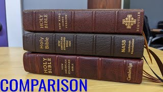 NASB Prime Large Print Compact COMPARISON with Personal Size Quentel and Cambridge Clarion