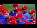 mlb benches clear between tex and tor. texas rangers and toronto blue jays september 12 2019