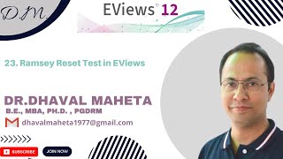 23. Ramsey Reset Test in EViews 12 || Dr. Dhaval Maheta