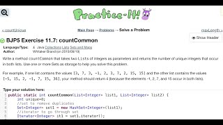 Java Practice It | Exercise 11.7: countCommon | collections, lists, sets and maps, iterator
