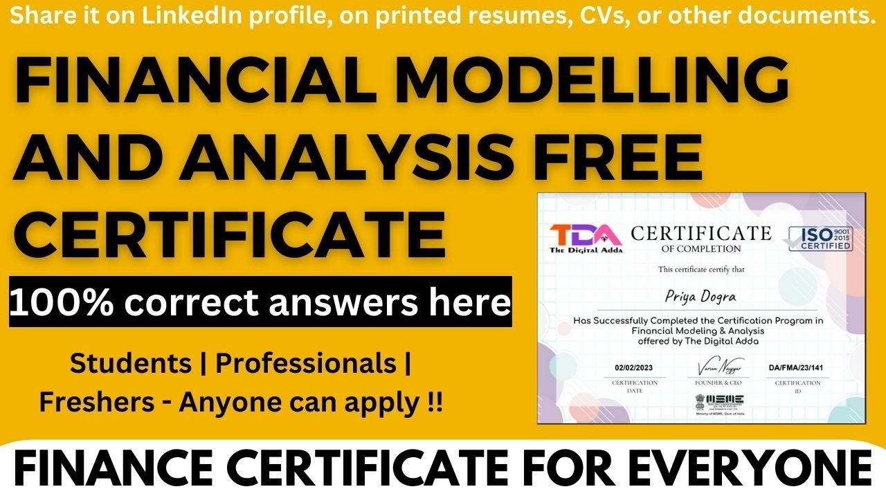 Financial Modeling & Analysis Certification | Finance Free Certificate ...