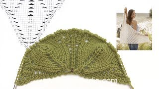 How to knit the shawl with leaf pattern in DROPS 176-21