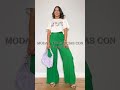 OUTFITS  EN  COLOR  VERDE  ESMERALDA PANTALONES   DE MODA TIPS