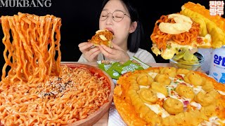 🍠🔥Sweet Potato Pizza \u0026 Buldak Ramen | KOREANFOOD MUKBANG ASMR