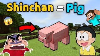 Shinchan become Animal in Minecraft 😱 || 😂 Shinchan Minecraft || Doraemon Minecraft