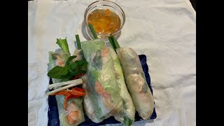 Rouleaux  de  printemps  aux crevettes  (ណែមឆៅ ម្ហូបវៀតណាម)  Vietnam dish (shrimp spring rolls )