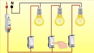 أحسن طريقة مضمونةلتركيب و توصيل 3 لمبات على 3 مفاتيح  للمبتدئين شرح عملي و نظري