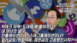 [9월18일 미국마감]  빅테크 하락! 도데체 왜 떨어졌나?  네 마녀의 날!  인플레이션이냐? 스테그플레이션이냐? 달러급등/원화약세, 채권금리 고공행진시작?