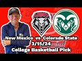 New Mexico vs Colorado State 3/15/24 Free College Basketball Picks and Predictions  | NCAAB Pick