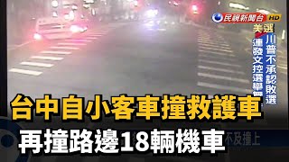 台中自小客車撞救護車 再撞路邊18輛機車－民視台語新聞