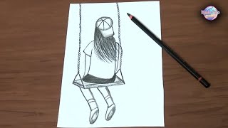 Come disegnare una ragazza su un'altalena I Disegno realistico con matita di grafite I Tutorial