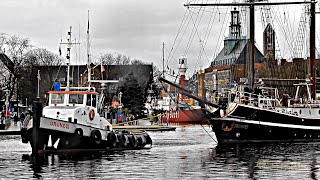 Barkentine HEUREKA Auslauf 2 GRUNO Schlepper Emden Dreimaster Segelschiff outbound tallship \u0026 tugs