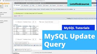 Update Query In MySQL - MySQL Tutorial | Letsfindcourse
