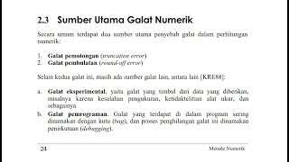 Sumber Utama Galat Numerik (Kuliah Metode Numerik T.I Unbaja)