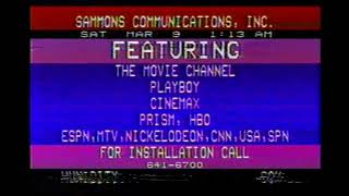 Sammons Communications, Inc  cable crawl featuring WFPG-FM (March 9, 1985)