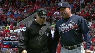 ATL@STL: Gonzalez ejected after bunt ruled fair