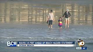 Waves higher ahead of beach hazard statement