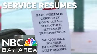 BART service resumes after systemwide shutdown
