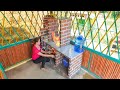 Create a stove kitchen with bricks and tile - Girl's clean and tidy kitchen - The farm life village