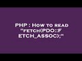 PHP : How to read 