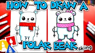 How To Draw A Funny Cartoon Polar Bear Skiing