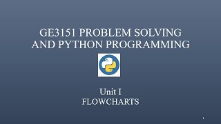 GE3151|Problem Solving and Python Programming| Unit-I|Flowchart