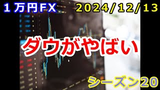 【１万円FX】ダウがやばい、週末（２０２４年１２月１２日 朝の相場分析 ）