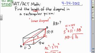 SAT ACT Math: Diagonal in a rectangular solid