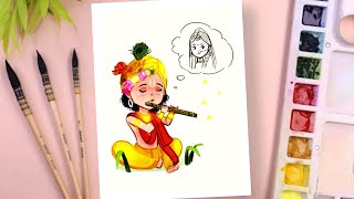 Janmashtami Special Water Colour Painting / Radha Krishna Painting Step By Step Tutorial #painting