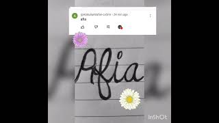 Afia name calligraphy  #taking name from comments #Calligraphy #funworldcraftandgames