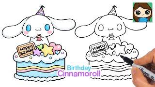 How to Draw Cinnamoroll Birthday Cake 🎂 Sanrio