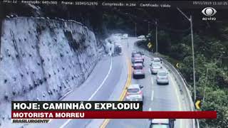 Caminhão explode em rodovia