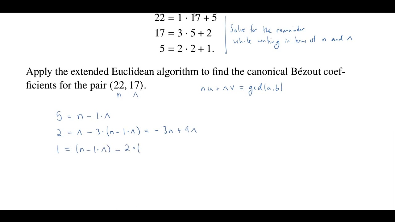 The Extended Euclidean Algorithm - YouTube