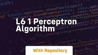 L6 1 perceptron algorithm