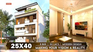 25x40 House Design | 1000 Sqft | 112 Gaj | 6 BHK | ULTRA Modern Design | 8 x12 Meters