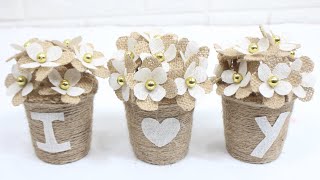 5 Easy mini jute flower vase idea | Home decorating ideas handmade