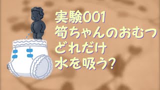 実験001　筍ちゃんのおむつ　どれだけ水を吸う？