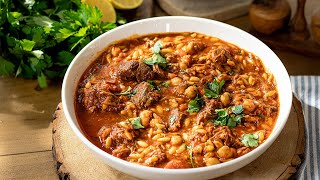 Greek Lamb, Chickpeas \u0026 Orzo Stew