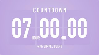 7 Hour Countdown Timer ⏳ Flip Clock with Bell Alerts 💜🔔