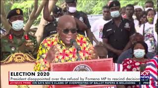 Pres. disappointed over the refusal by Fomena MP to rescind decision -  Joy News Prime (4-11-20)