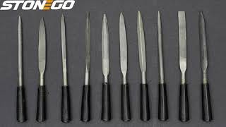 STONEGO Needle Files Set, 5PCS/10PCS, 3x140mm, for Jewelers, Diamond Carving, Metal, Glass